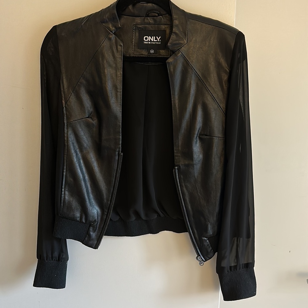 Black leather jacket